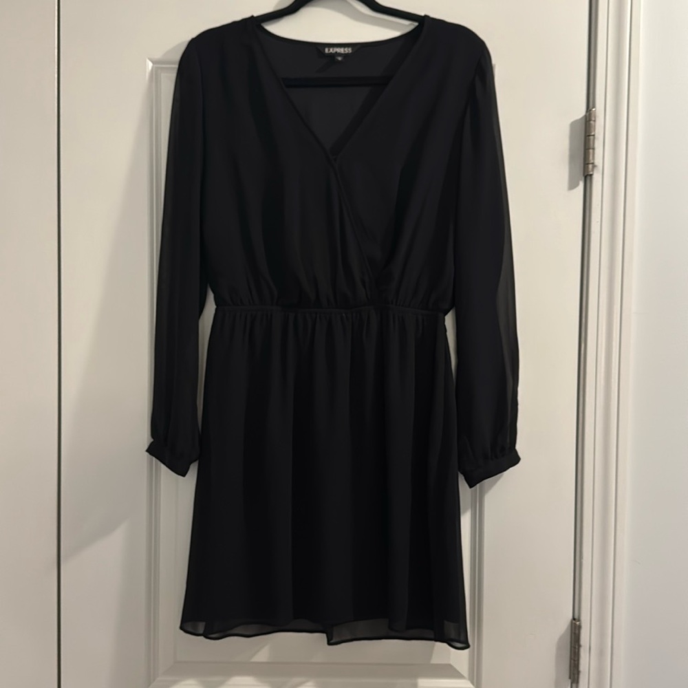 Express long sleeve black dress; M